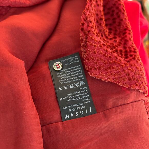 Jigsaw Top Women Size 10‎ Red Tufted Velvet Dots Dressy Layered Blouse (15) - Picture 11 of 11